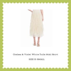 Chelsea & Violet White Ruffled A-Line Midi Skirt